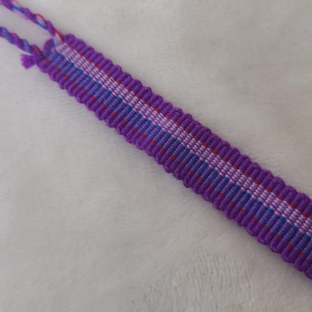 Hand Woven Braided Friendship Bracelet Shades of Purple Blue Pink Red - Picture 4 of 12